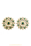 Gold Finished Emerald Kundan Studs By PTJ