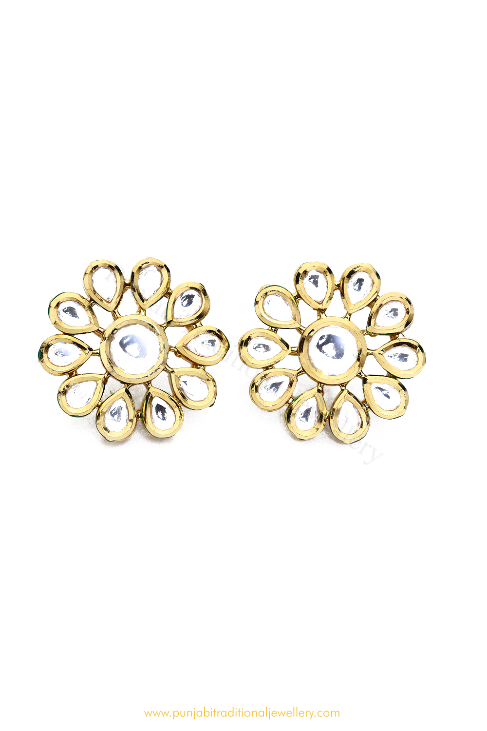 Gold Finished Kundan Studs By PTJ
