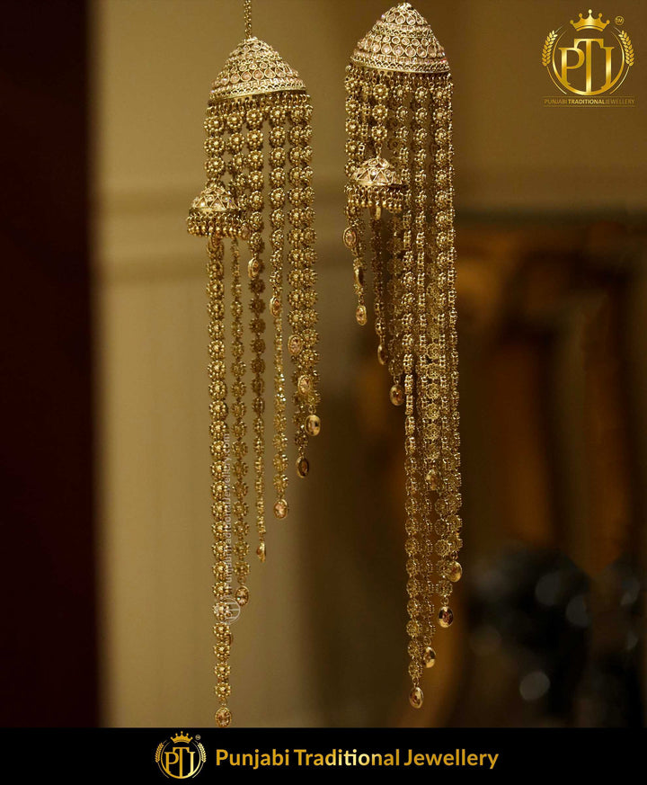 Antique Gold Finished Champagne Stone Bridal Kalira | Punjabi Traditional Jewellery Exclusive