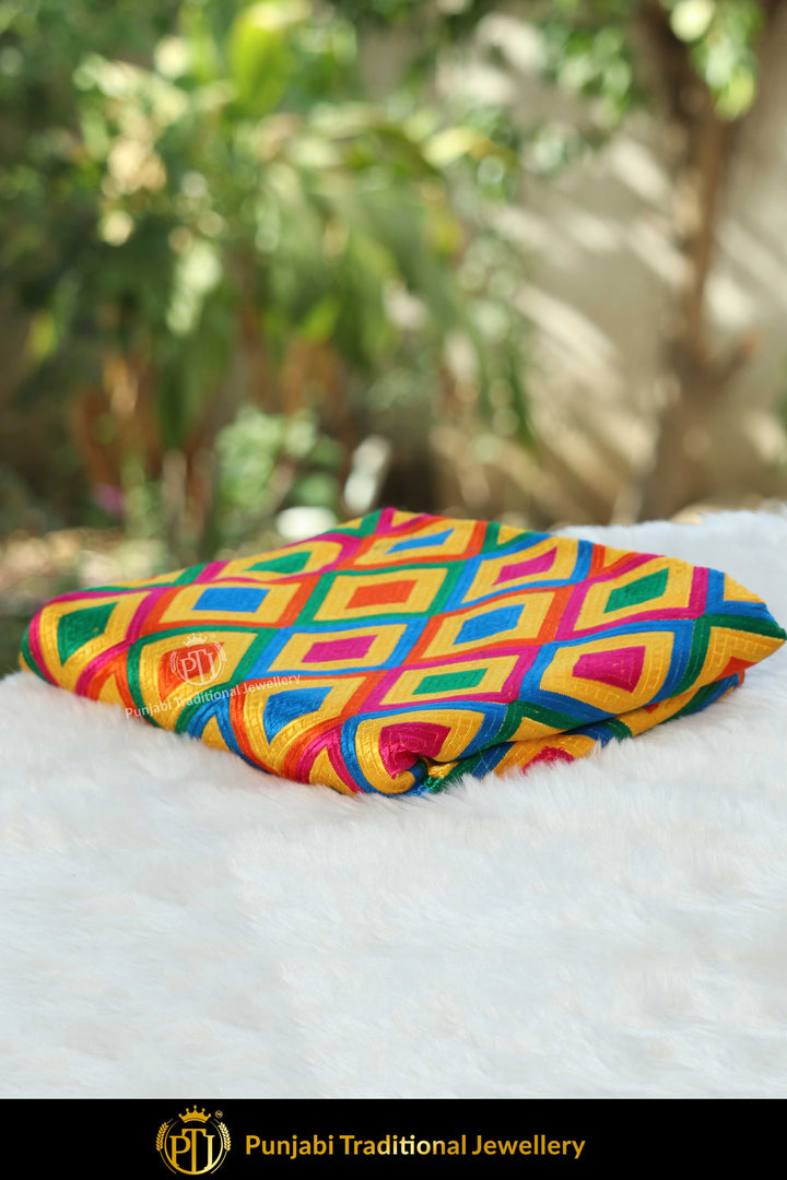 Multi Color Pure Phulkari Dupatta By Punjabi Traditional Jewellery