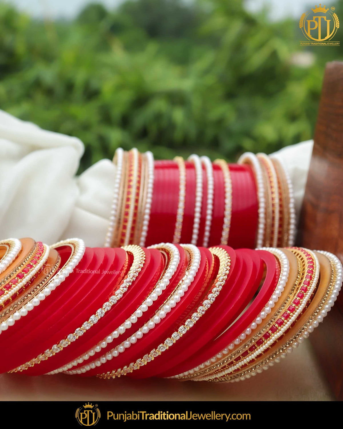 Antique Gold Finished AD Stone Karra Bangle Red Bridal Chura | Punjabi Traditional Jewellery Exclusive