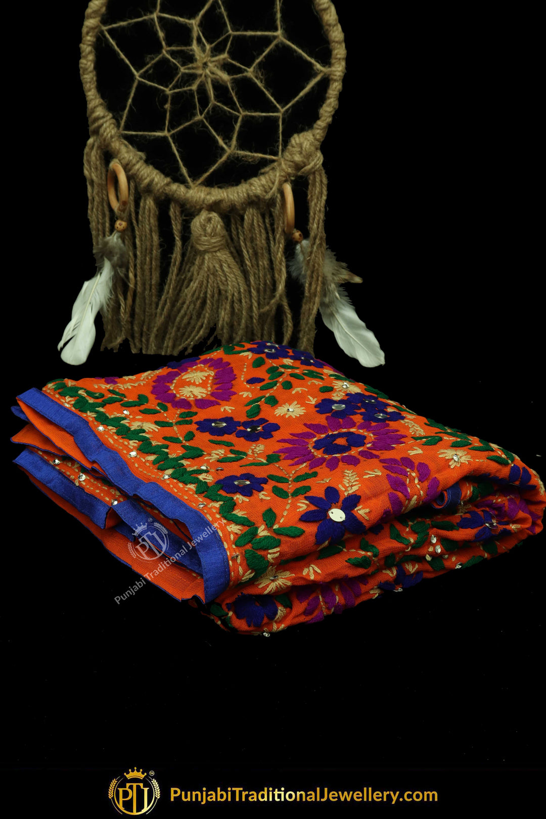 Multi Color Pure Phulkari Dupatta By Punjabi Traditional Jewellery