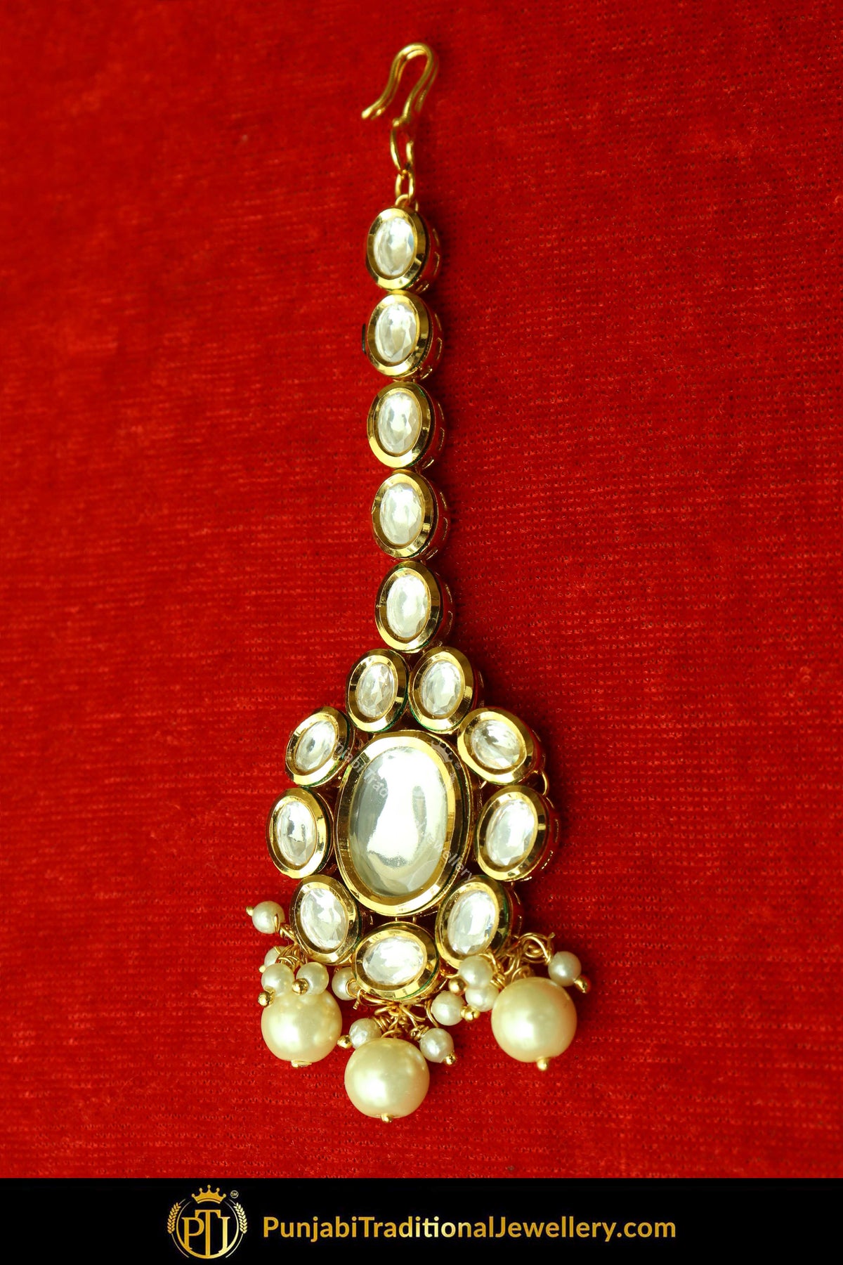 Gold Finished Kundan Pearl Tikka | Punjabi Traditional Jewellery Exclusive