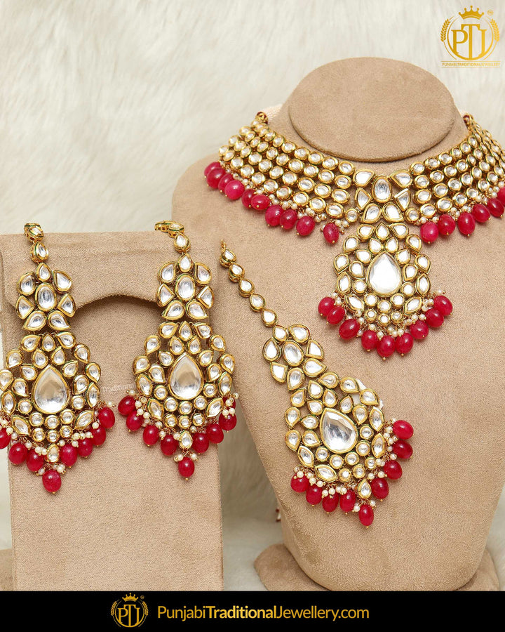Rubby Pearl Kundan Necklace Set | Punjabi Traditional Jewellery Exclusive