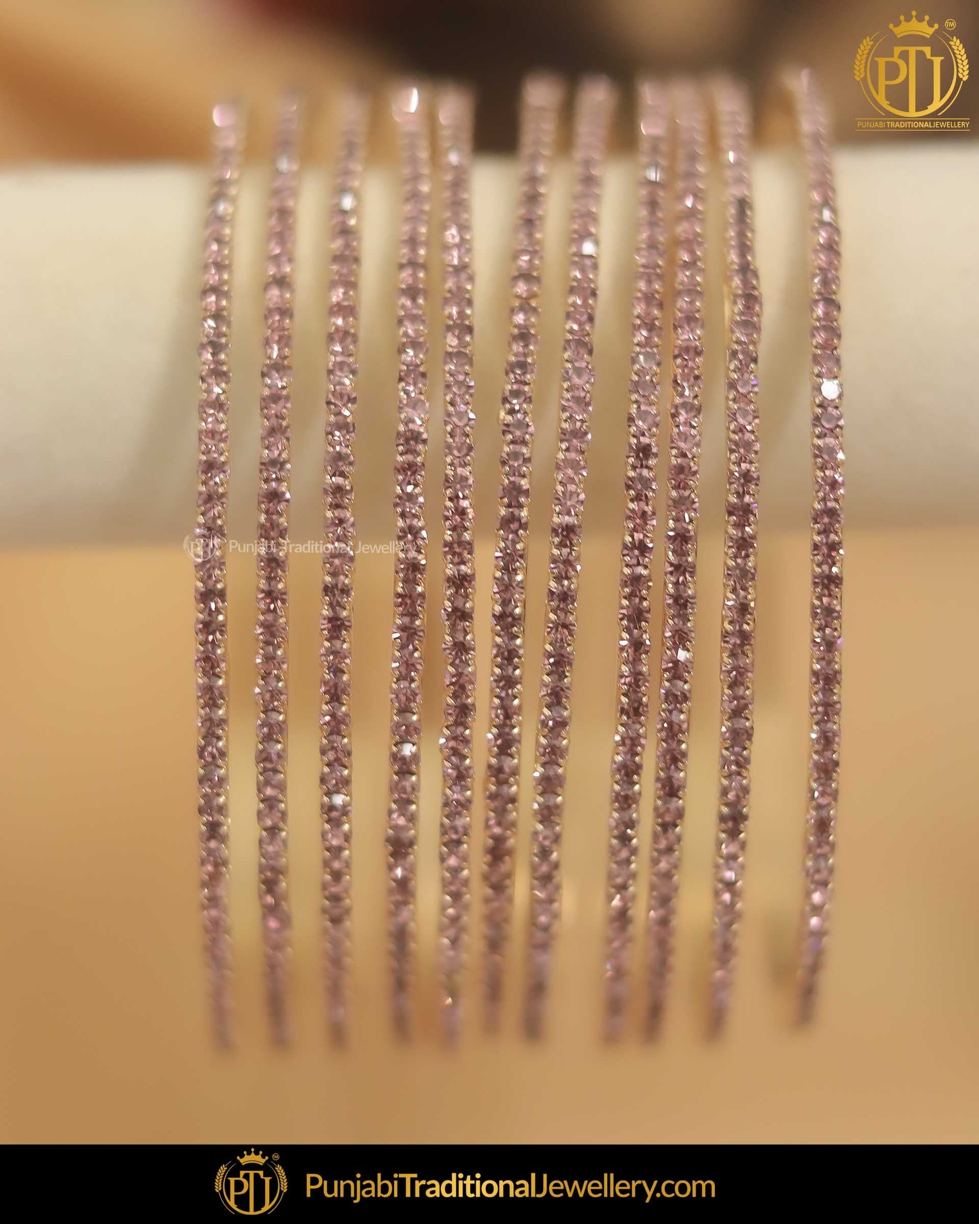 AD Stone Bangles (12 piece) | Punjabi Traditional Jewellery Exclusive