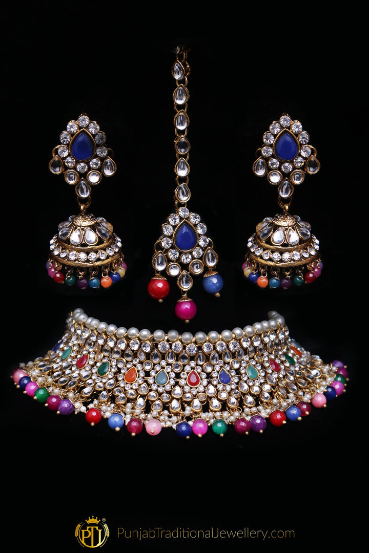 Multi Pearl Kundan Necklace Set By Punjabi Traditional Jewellery