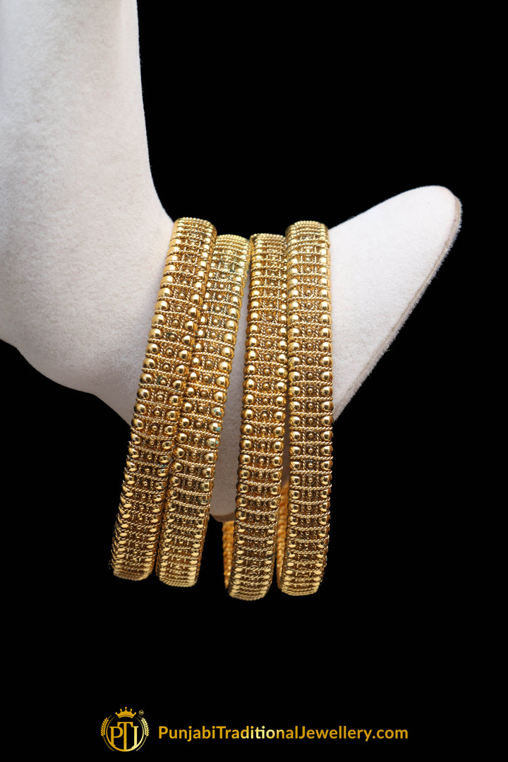 Golden Karra Bangles (Pair) By Punjabi Traditional Jewellery