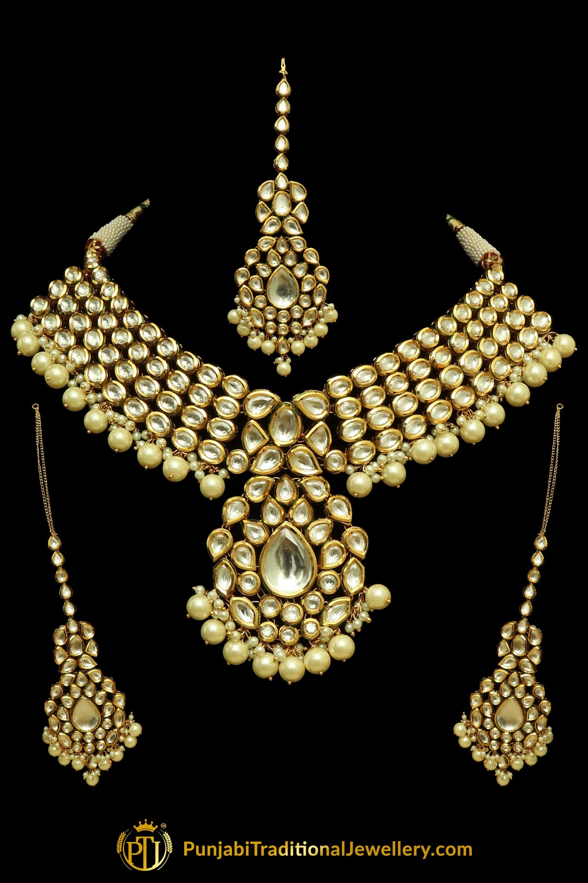 White Pearl & Kundan Necklace Set By Punjabi Traditional Jewellery