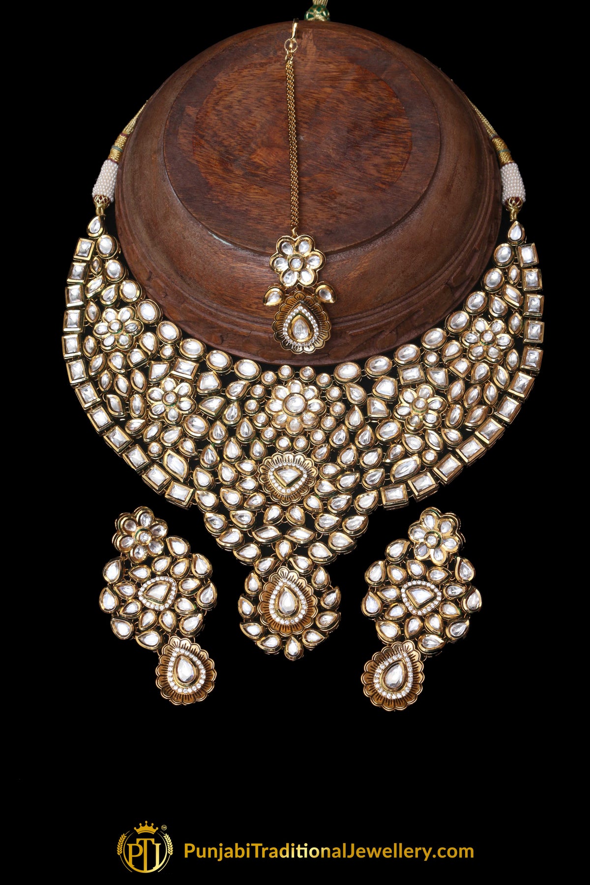 Gold Plated With Kundan Necklace Set By Punjabi Traditional Jewellery