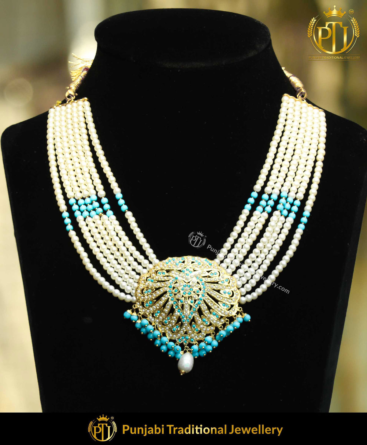 Gold Finished Firoza Jadau Only Necklace | Punjabi Traditional Jewellery Exclusive