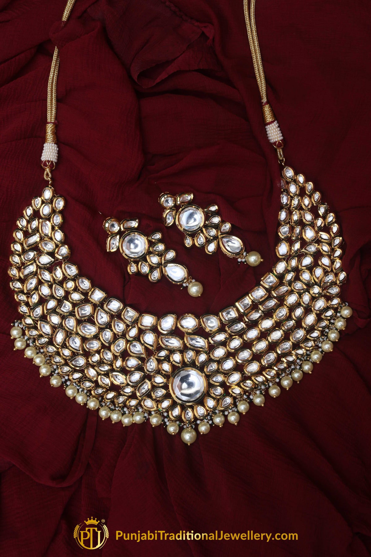 Pearl & Kundan Necklace Set By Punjabi Traditional Jewellery