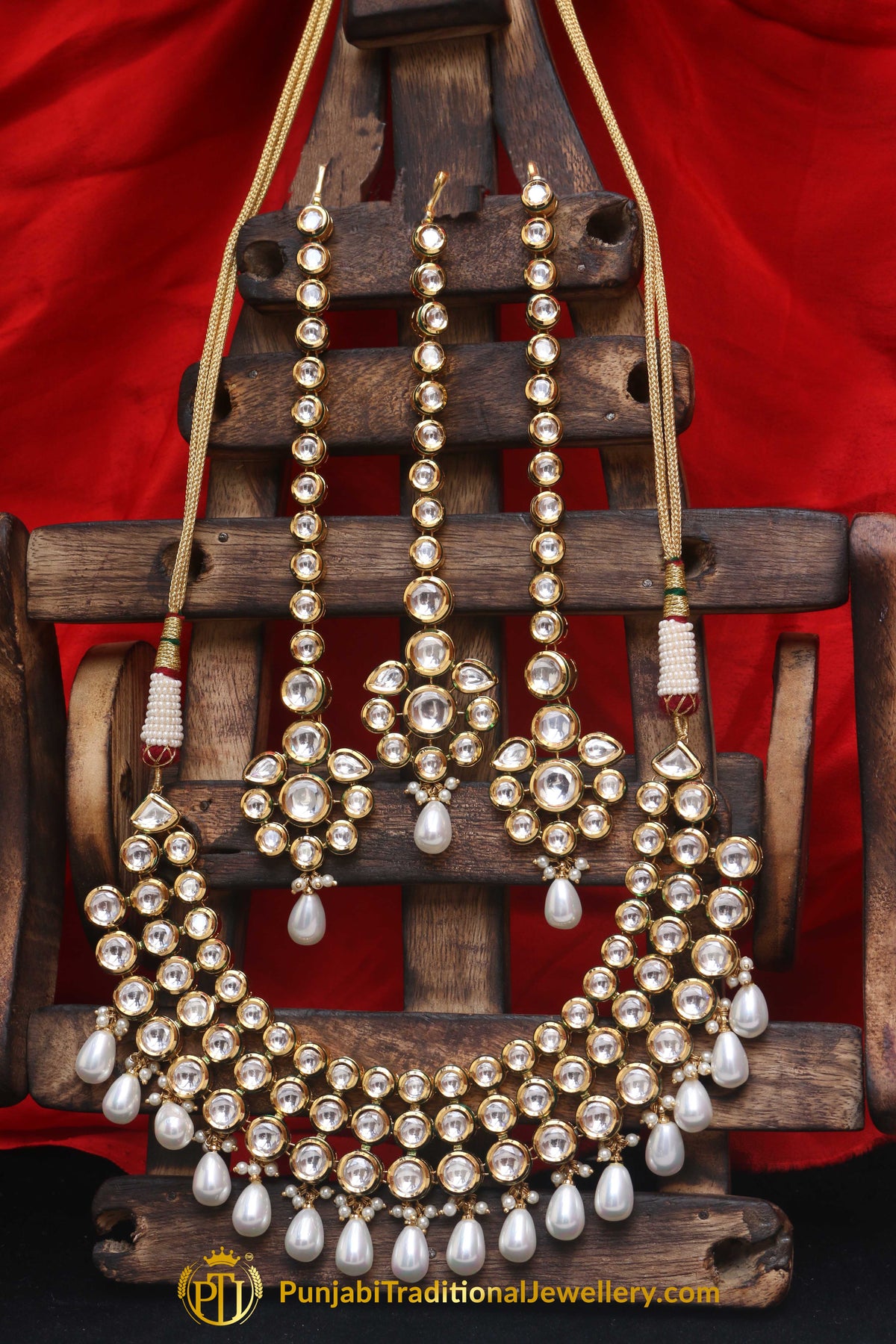 Pearl With Kundan Necklace Set With Sahare Earrings By Punjabi Traditional Jewellery