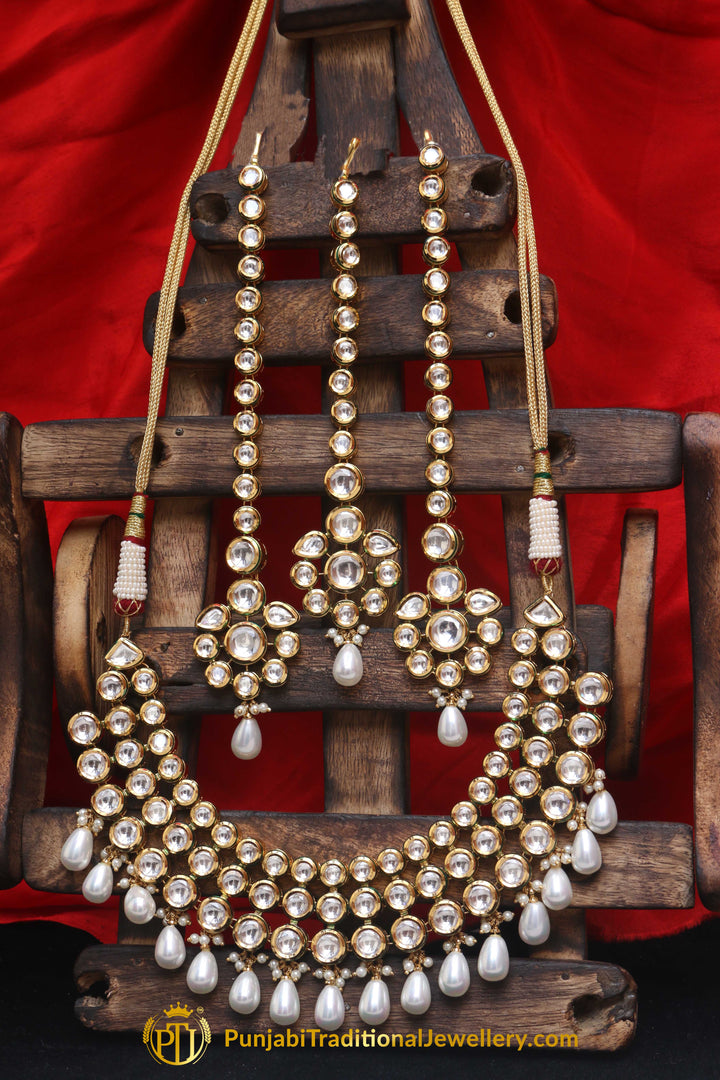 Pearl With Kundan Necklace Set With Sahare Earrings By Punjabi Traditional Jewellery