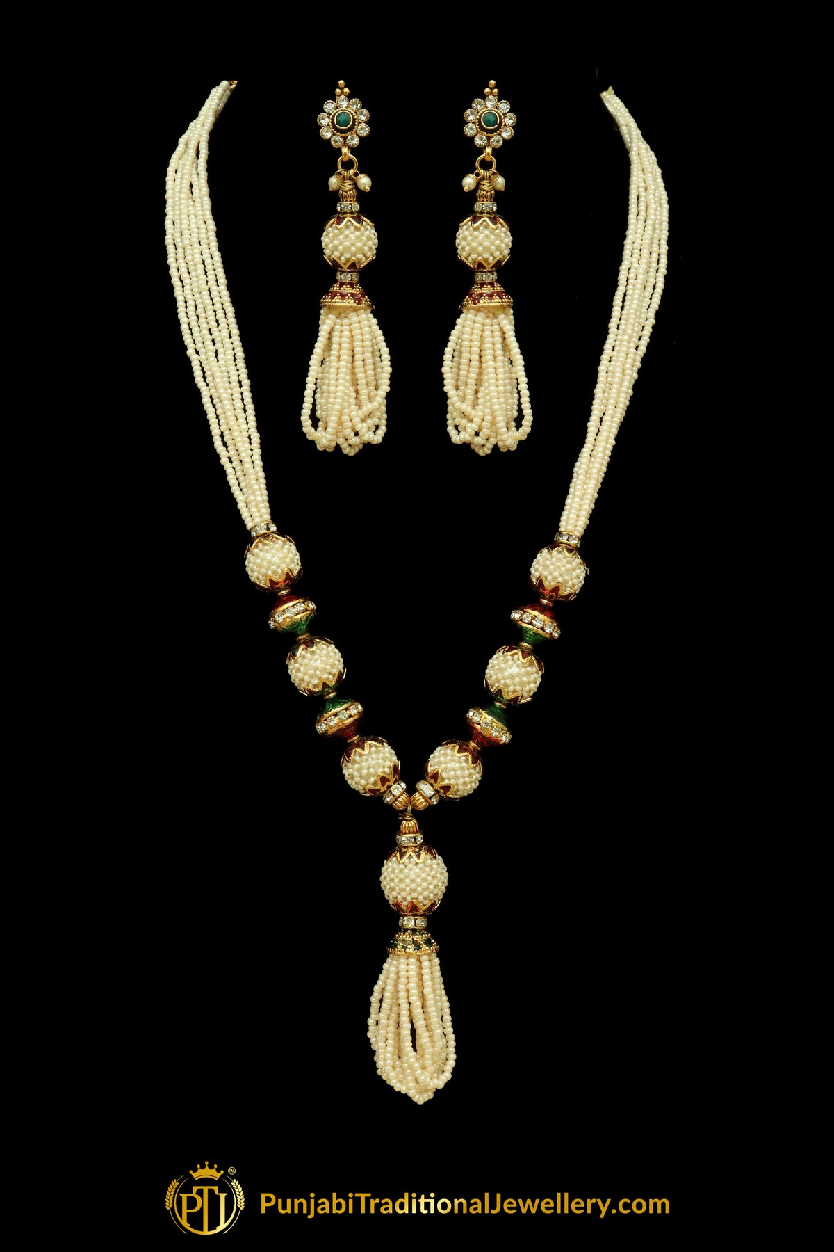 Pearl Jodha Mala Necklace Set By Punjabi Traditional Jewellery