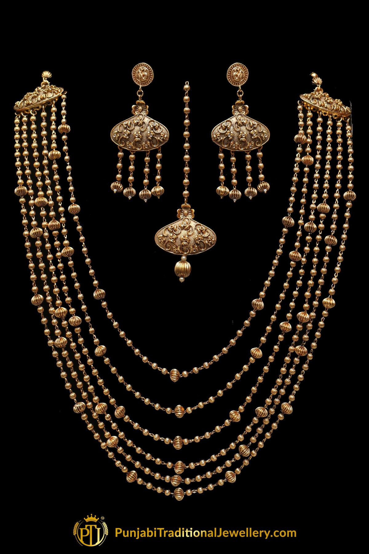 Jodha Antique Gold Necklace Set By Punjabi Traditional Jewellerylong