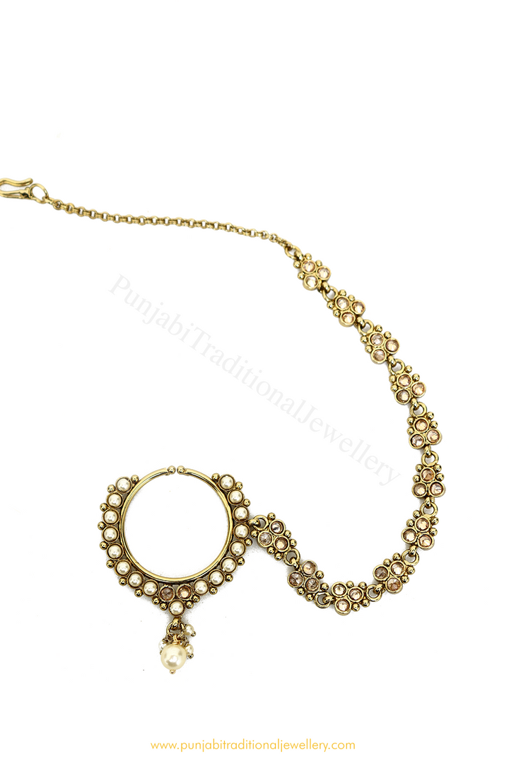 Antique Gold Plated Champagne Stone  Nath By PTJ