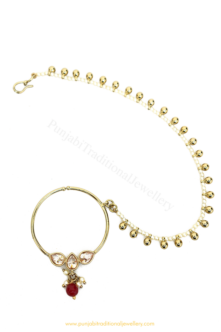 Antique Gold Plated Champagne Stone  Nath By PTJ