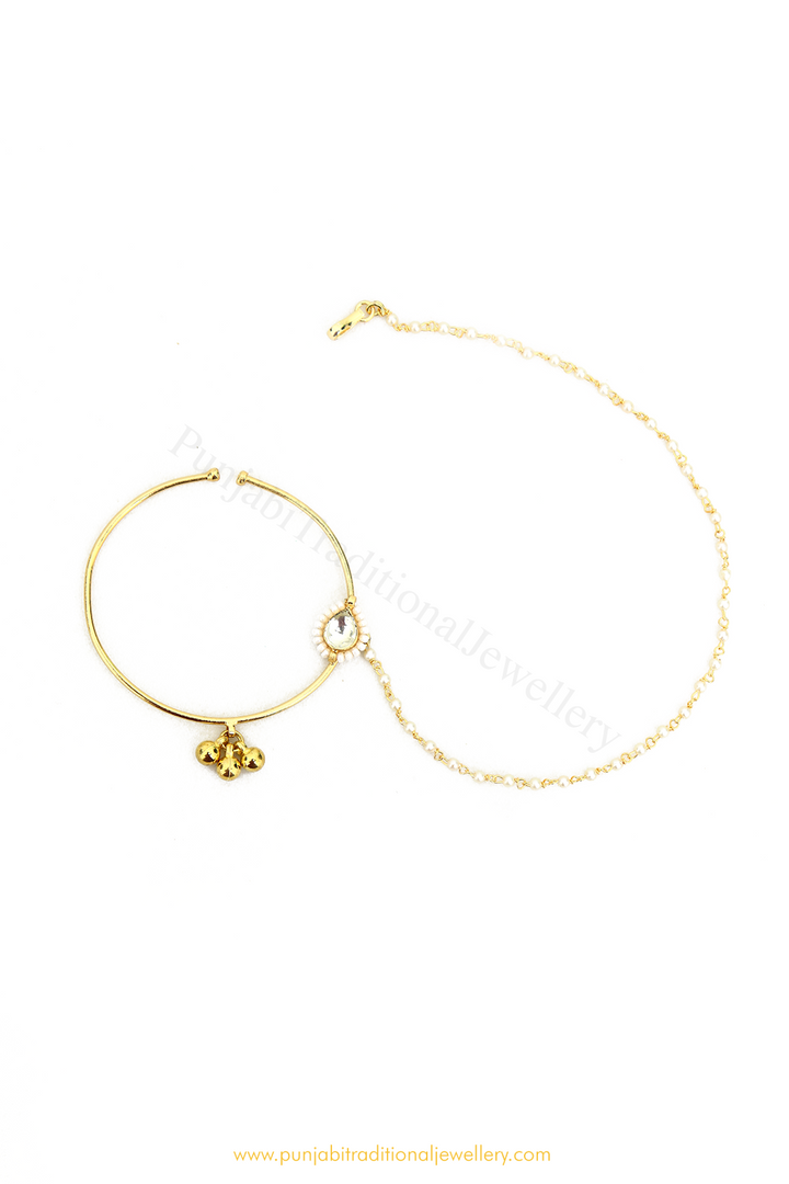 Gold Finished Kundan Nath By PTJ