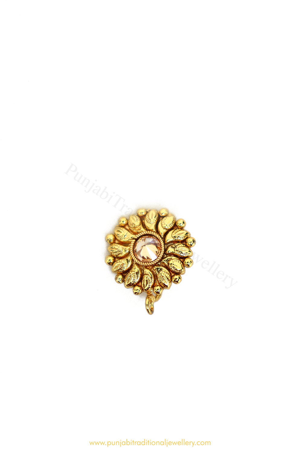Gold Finished Polki Nose Pin By PTJ