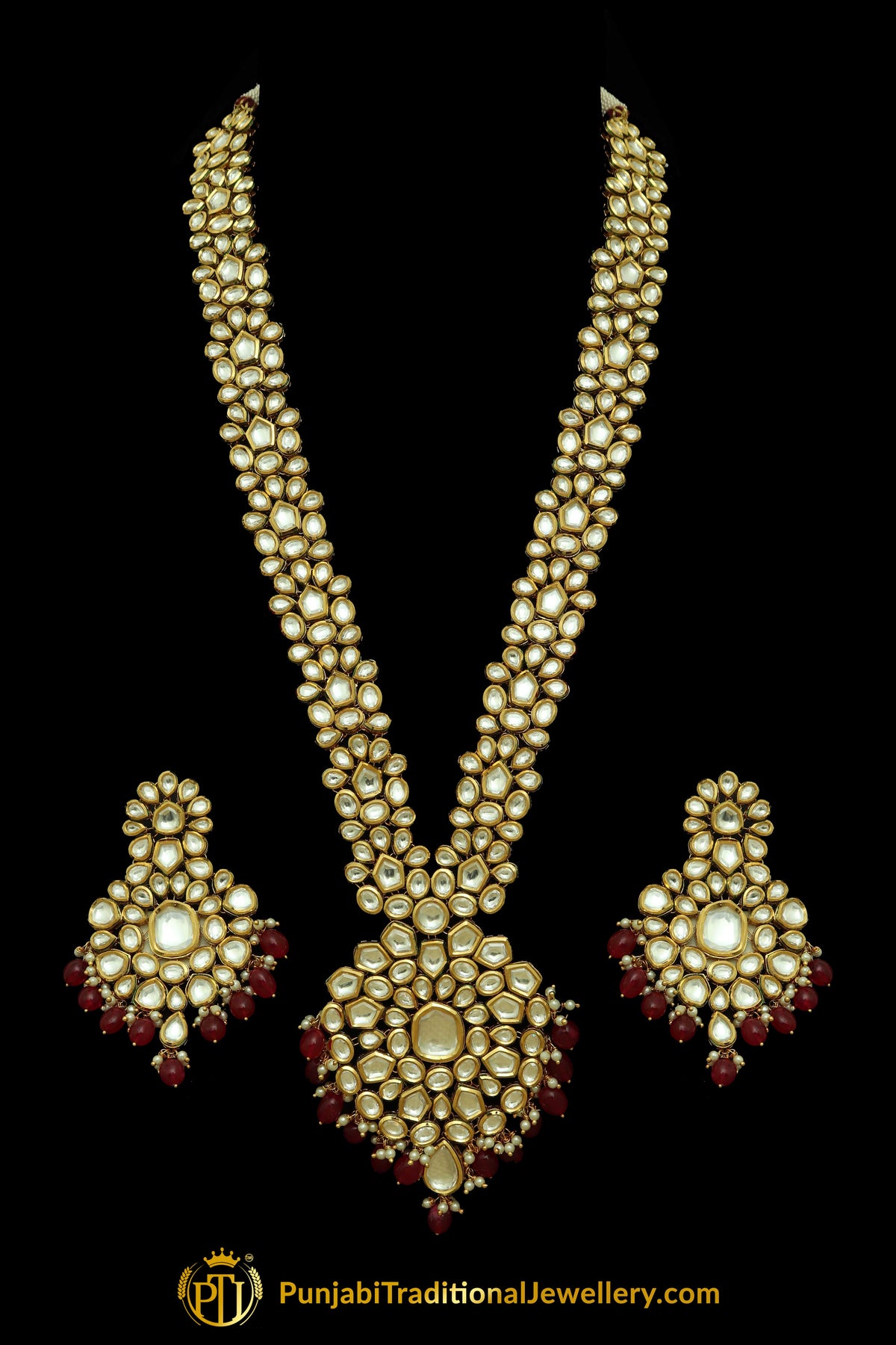 Red Kundan Only Long Necklace By Punjabi Taditional Jewellery