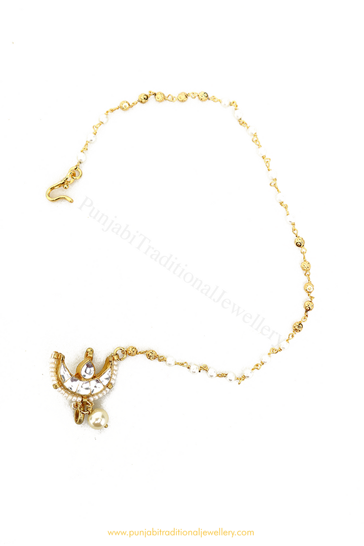 Gold Finished Kundan Nose Pin By PTJ