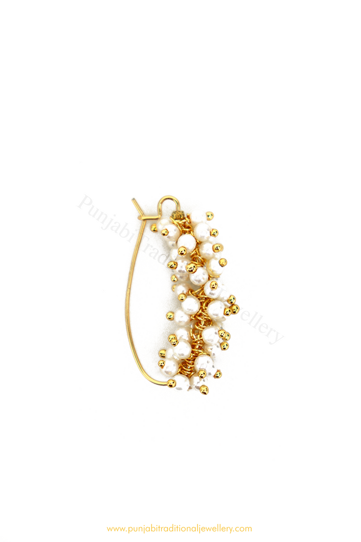 Gold Finished Pearl Nath By PTJ