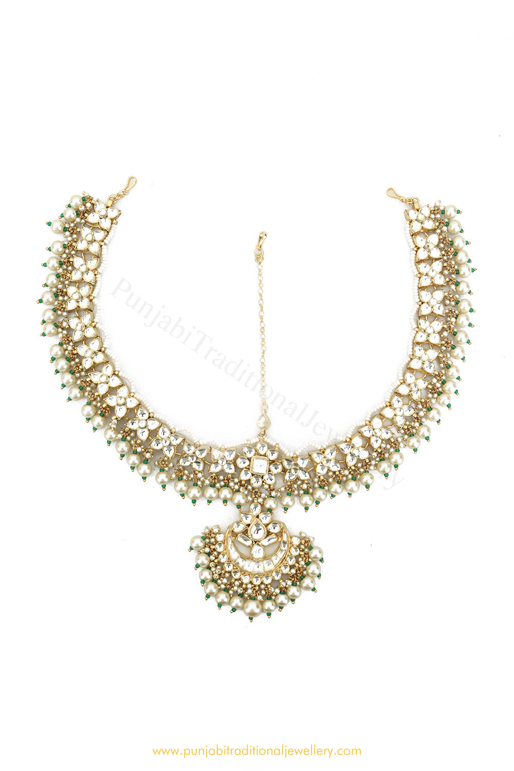 Gold Finished Pearl Kundnan Matha Patti By PTJ Exclusive