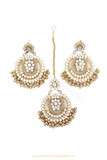 Gold Finished  kundan Earrings Tika By PTJ