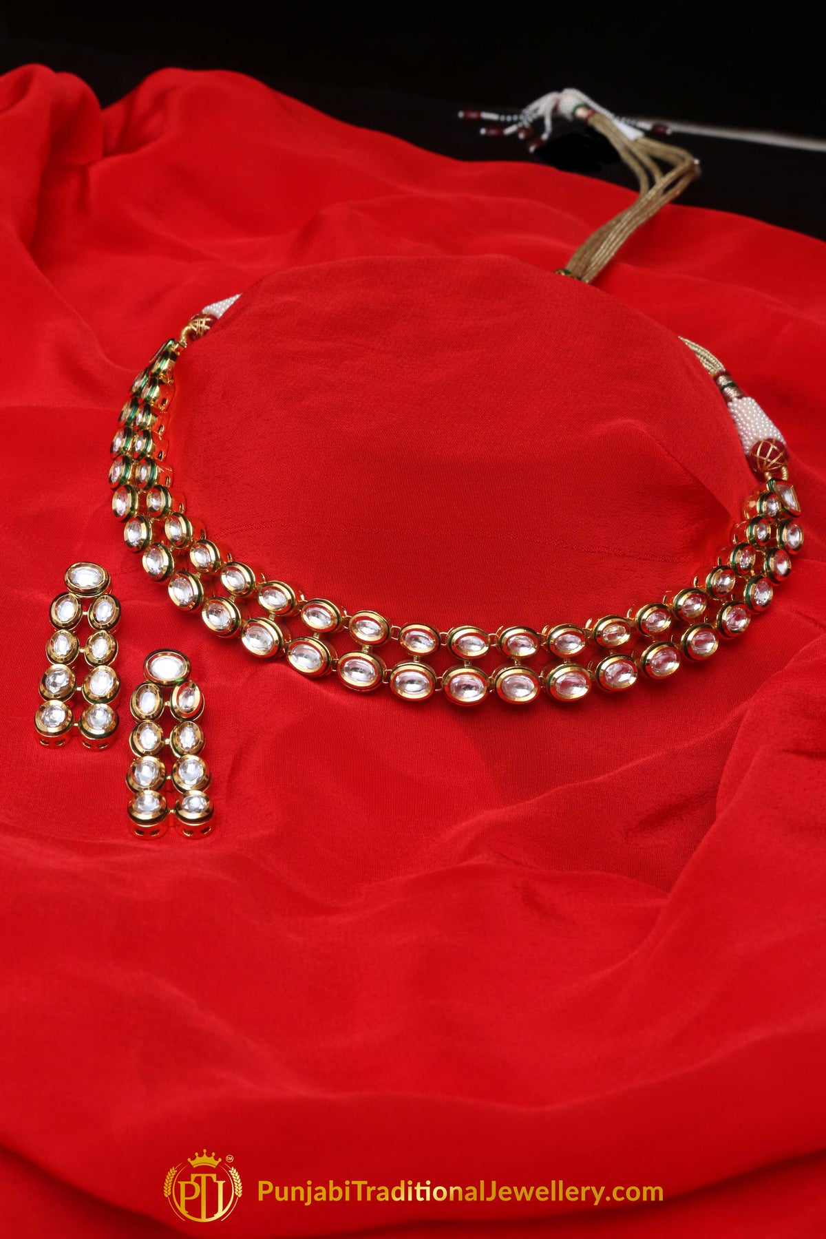 Double Stringed Kundan Necklace Set By Punjabi Traditional Jewellery