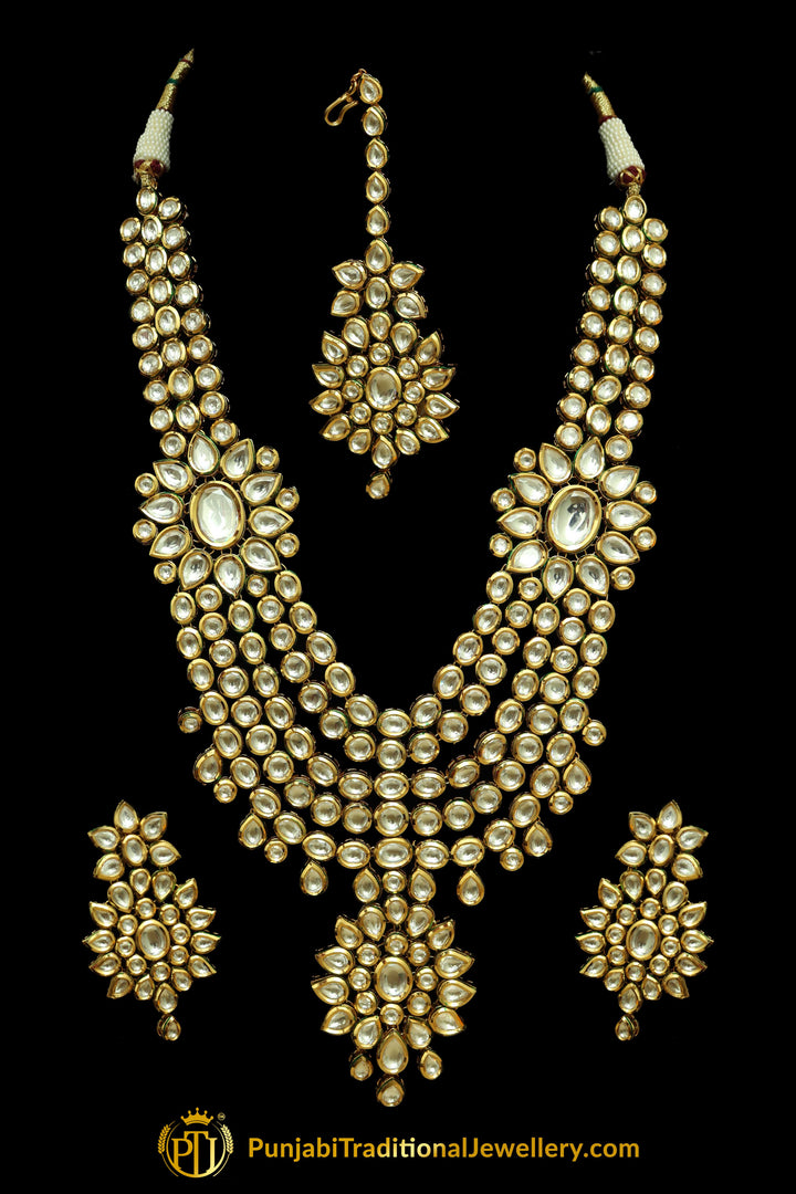 Golden Kundan Necklace Set By Punjabi Taditional Jewellery