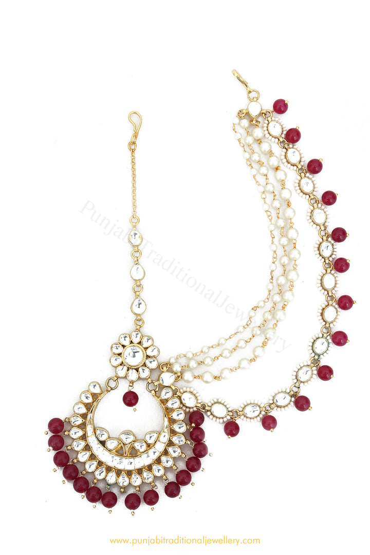 Gold Finished Rubby Kundan Matha Patti By PTJ Exclusive