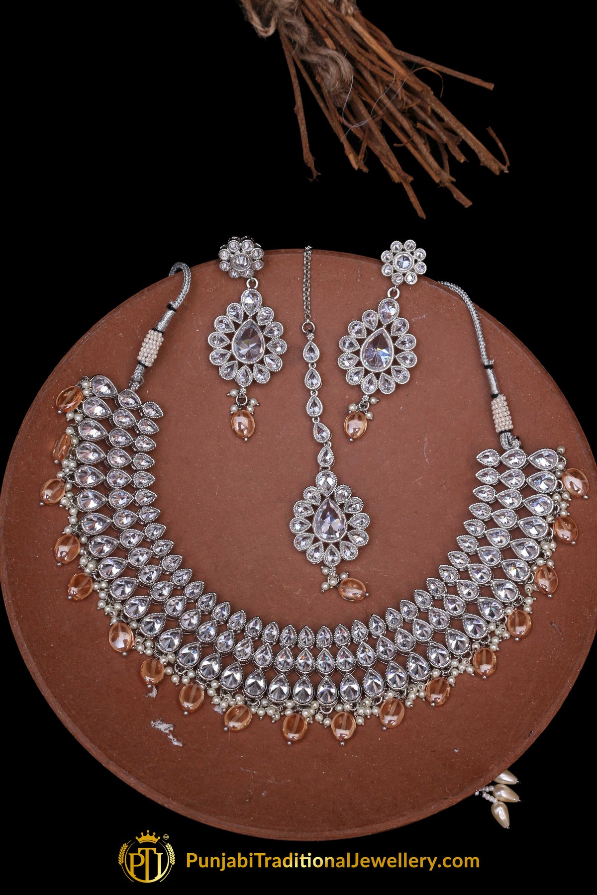 Copper Polki Necklace Set By Punjabi Traditional Jewellery