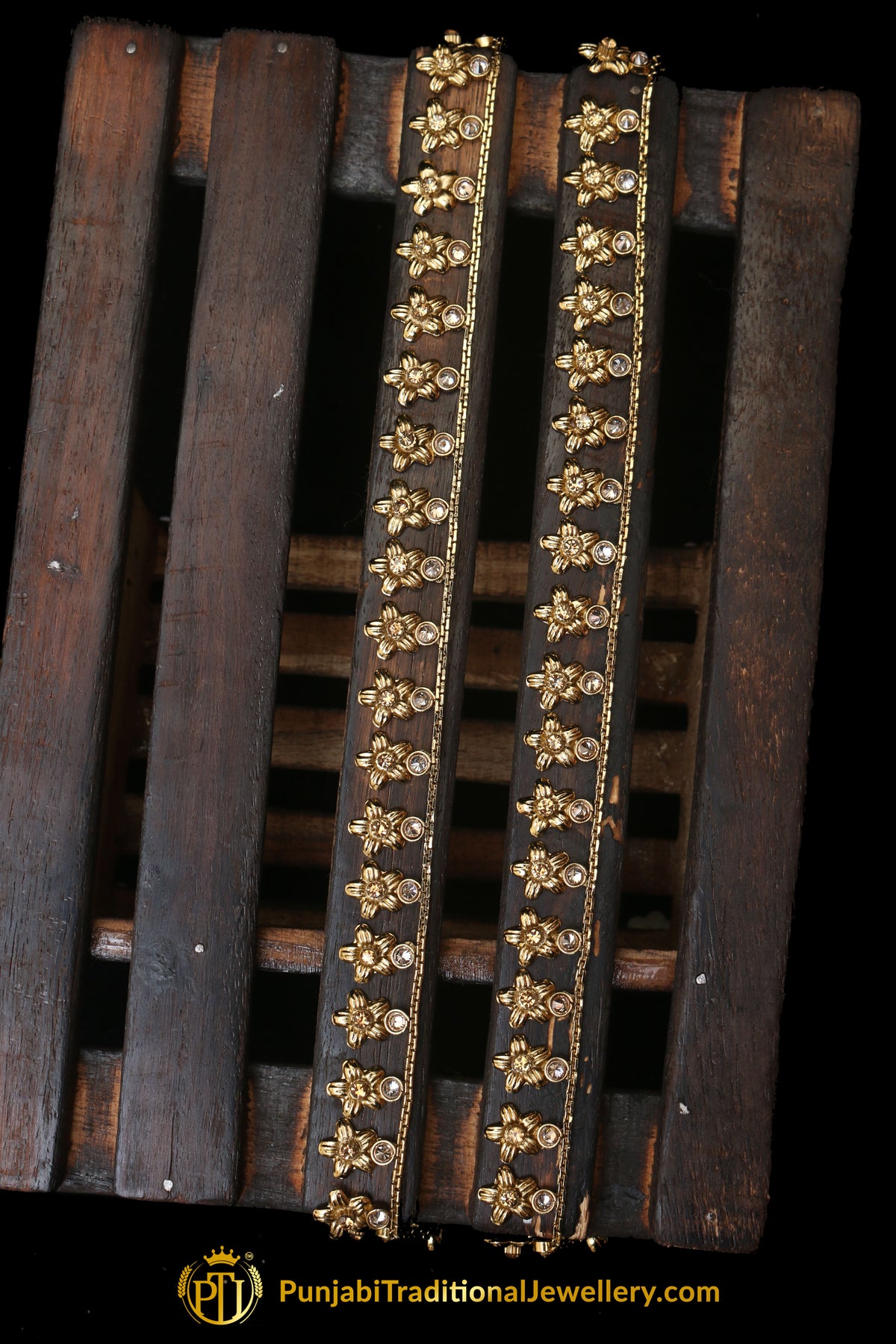 Antique Gold With Polki Payal By Punjabi Traditional Jewellery
