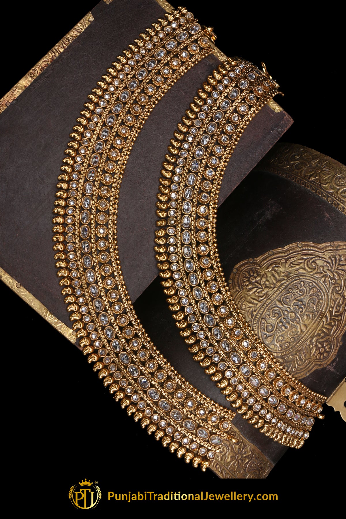 Gold Plated With Polki Payal By Punjabi Traditional Jewellery