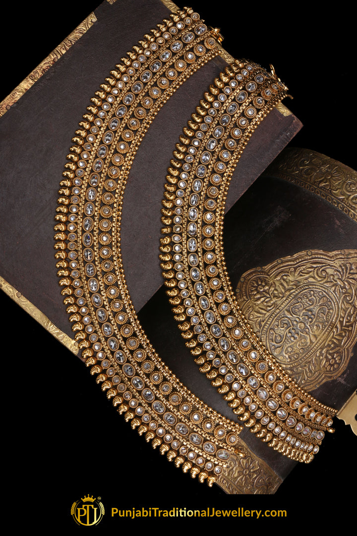 Gold Plated With Polki Payal By Punjabi Traditional Jewellery
