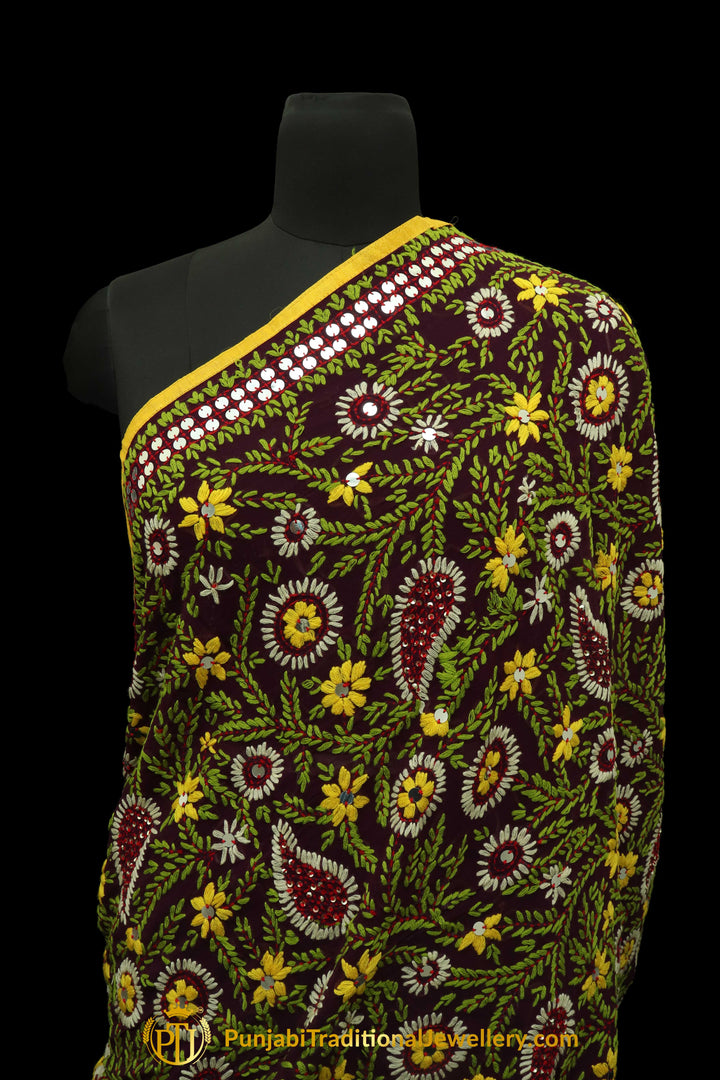 Multi Color Pure Phulkari Dupatta By Punjabi Traditional Jewellery