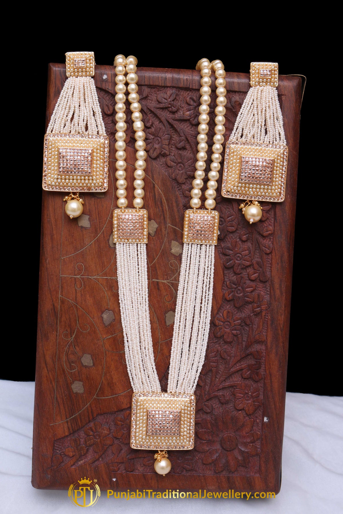 Golden Mala Necklace Set By Punjabi Traditional Jewellery