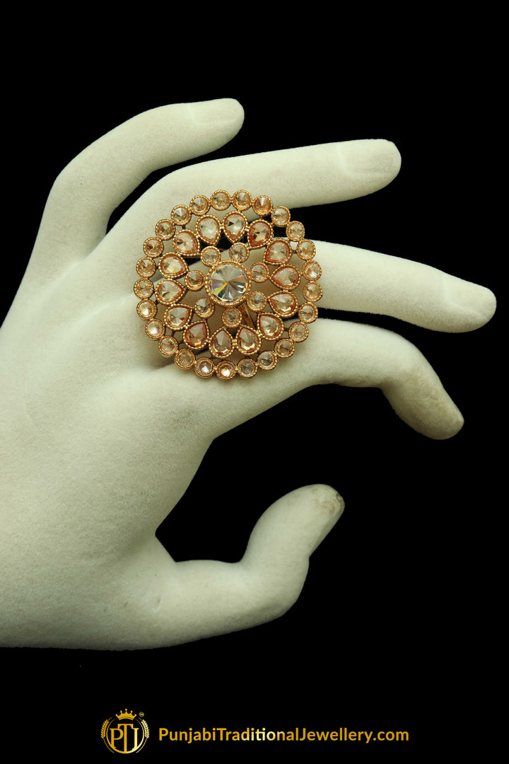 Champagne Stone Ring By Punjabi Traditional Jewellery