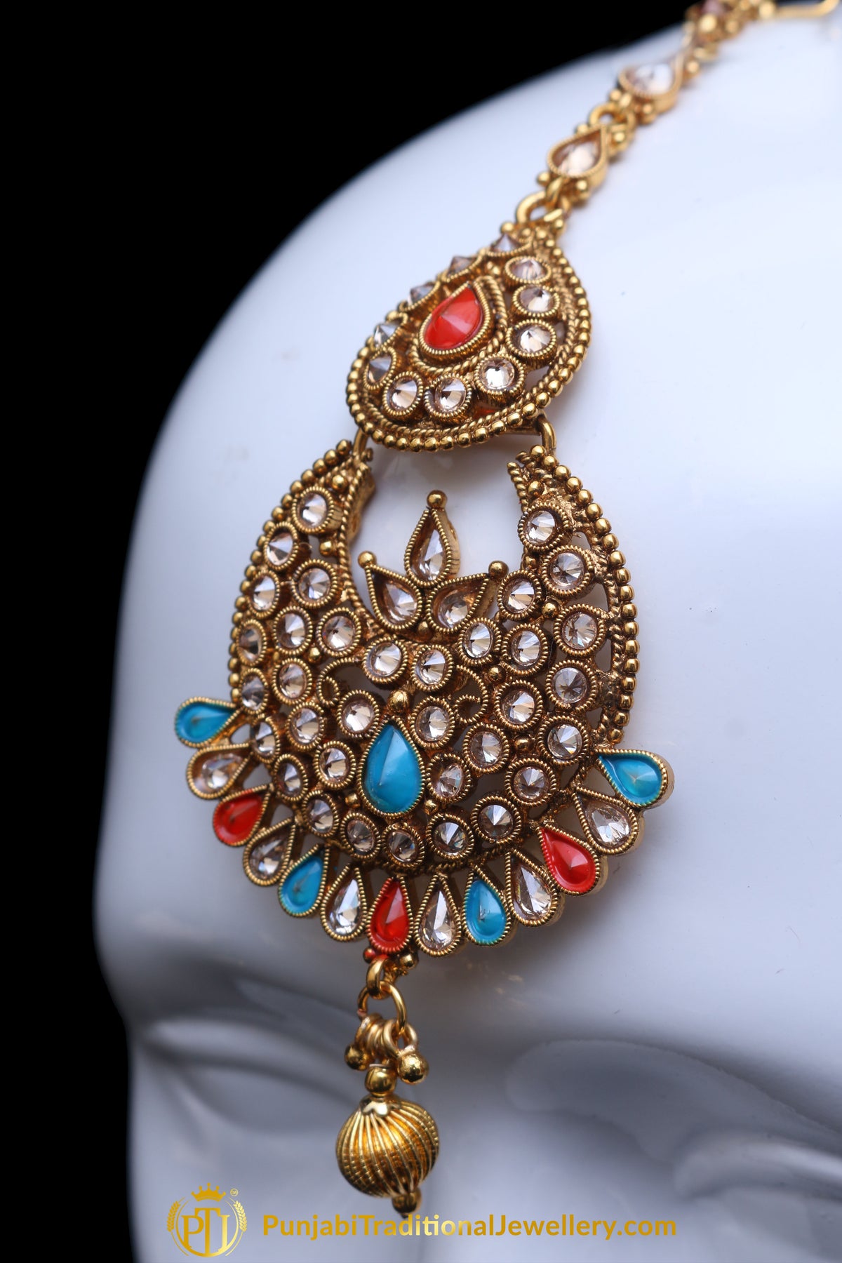 Multi Polki Earring Tikka Set By Punjabi Traditional Jewellery