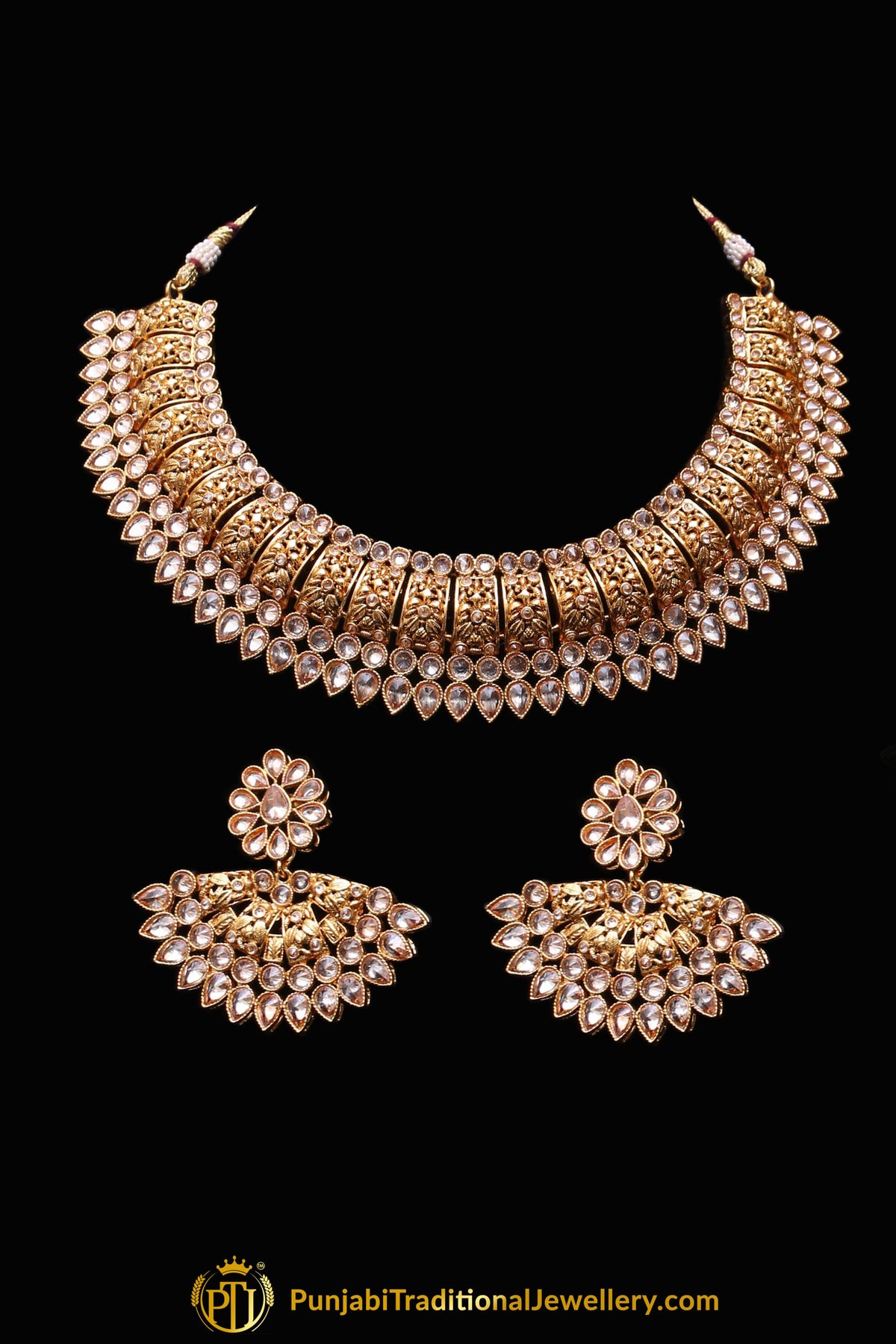 Champagne Stone Necklace Set By Punjabi Traditional Jewellery