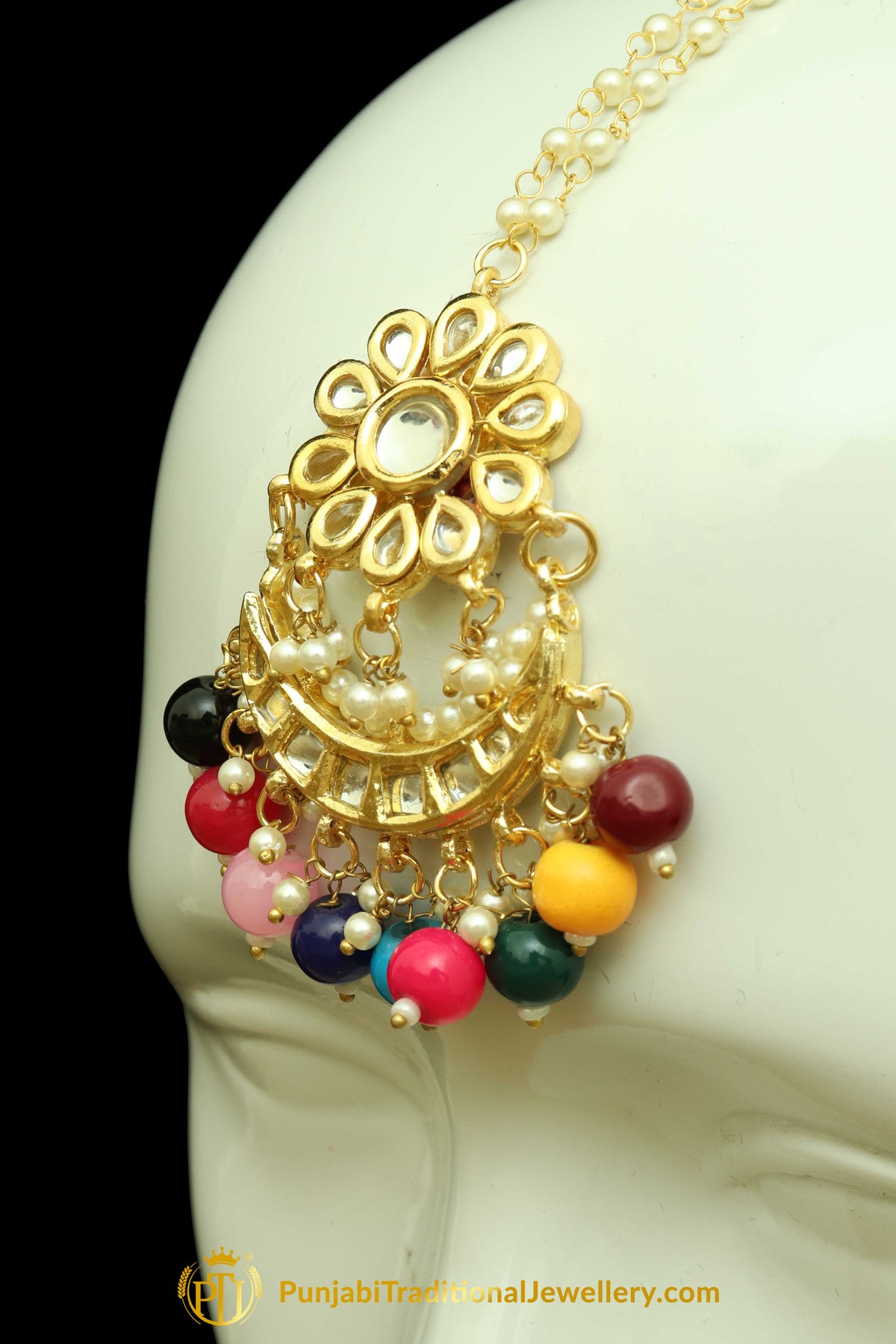 Multi Kundan Earring Tikka Set By Punjabi Traditional Jewellery