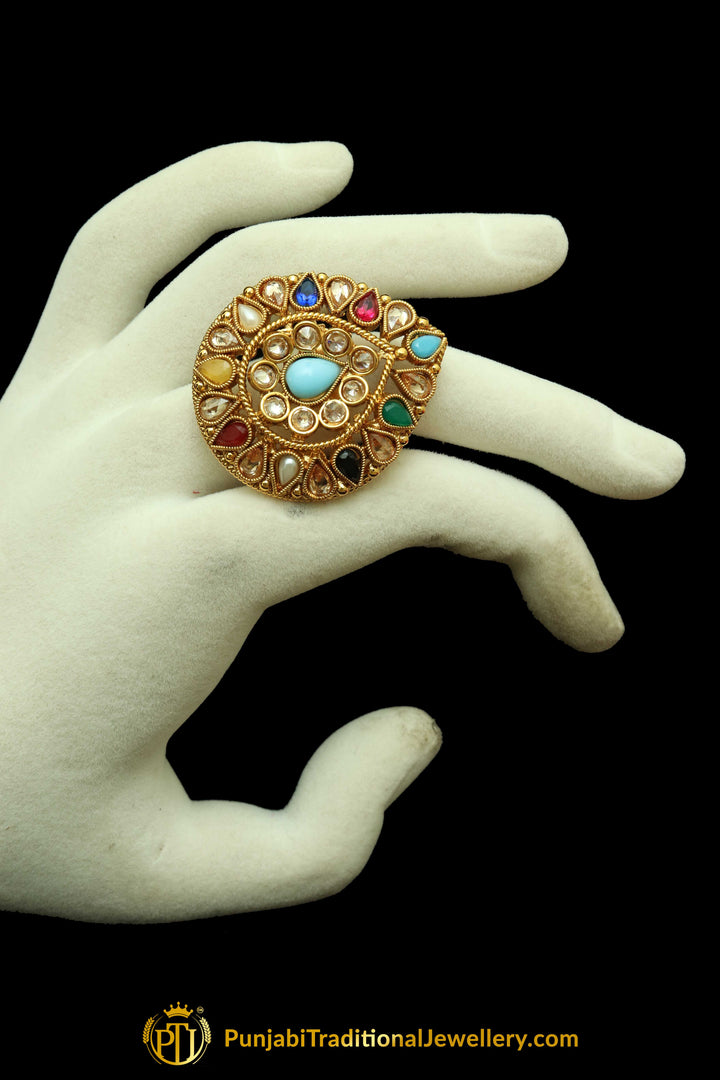 Multi Polki Ring By Punjabi Traditional Jewellery