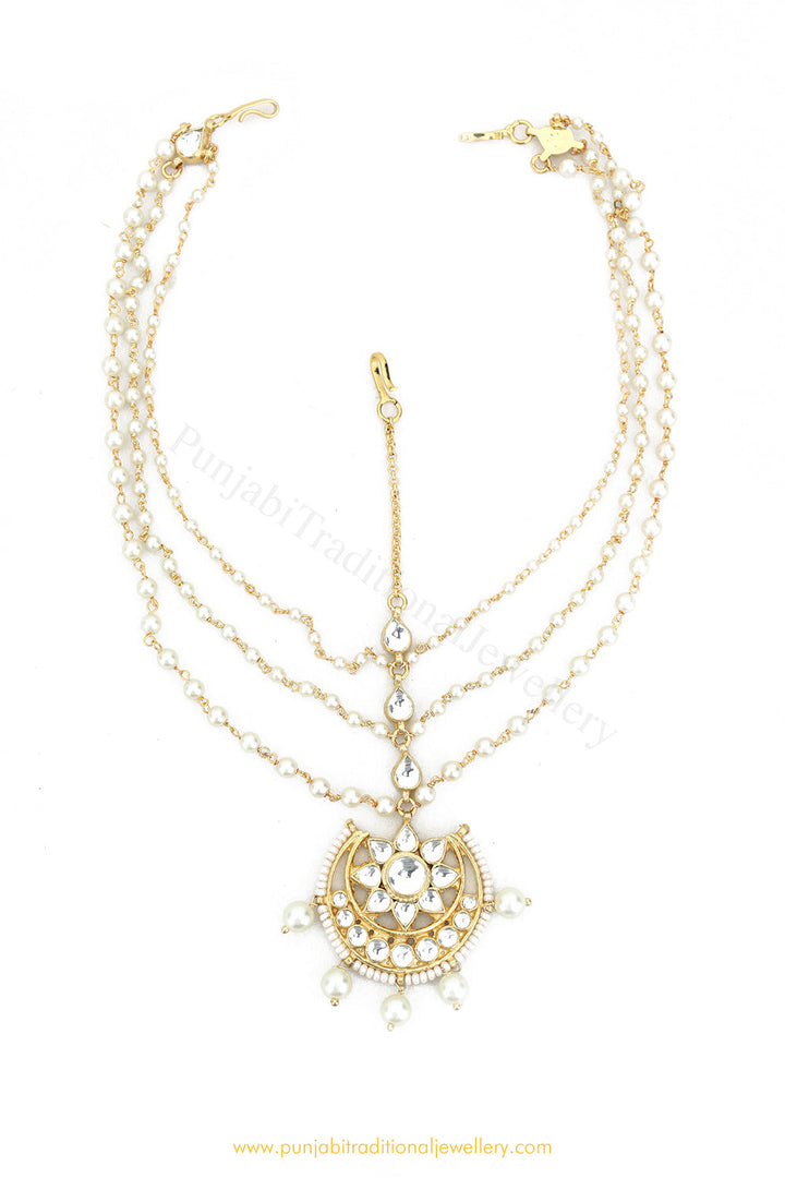 Gold Finished Pearl Kundan Matha Patti By PTJ Exclusive