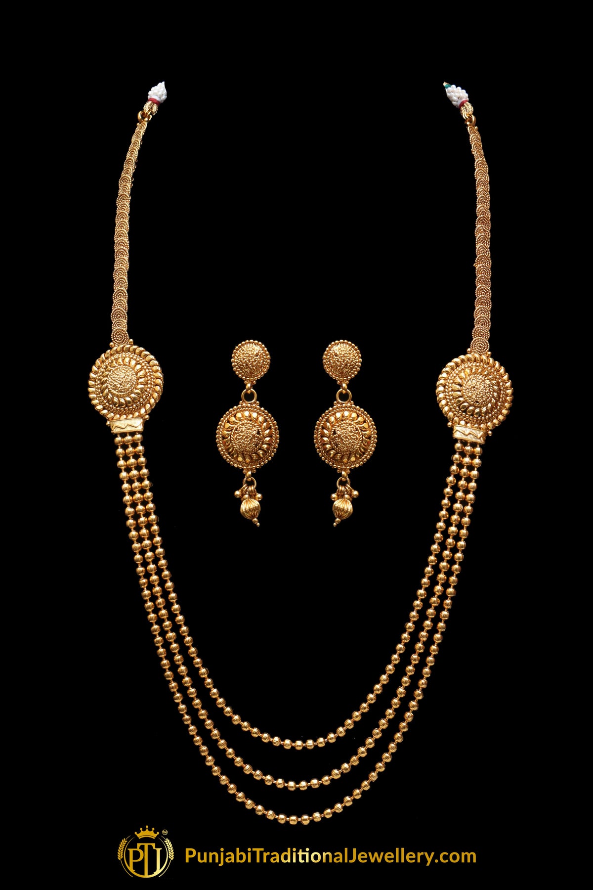 Golden Antique Gold Necklace Set By Punjabi Traditional Jewellery