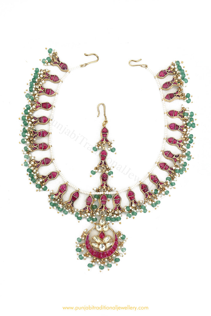 Gold Finished Rubby Emerald Kundan Matha Patti By PTJ Exclusive