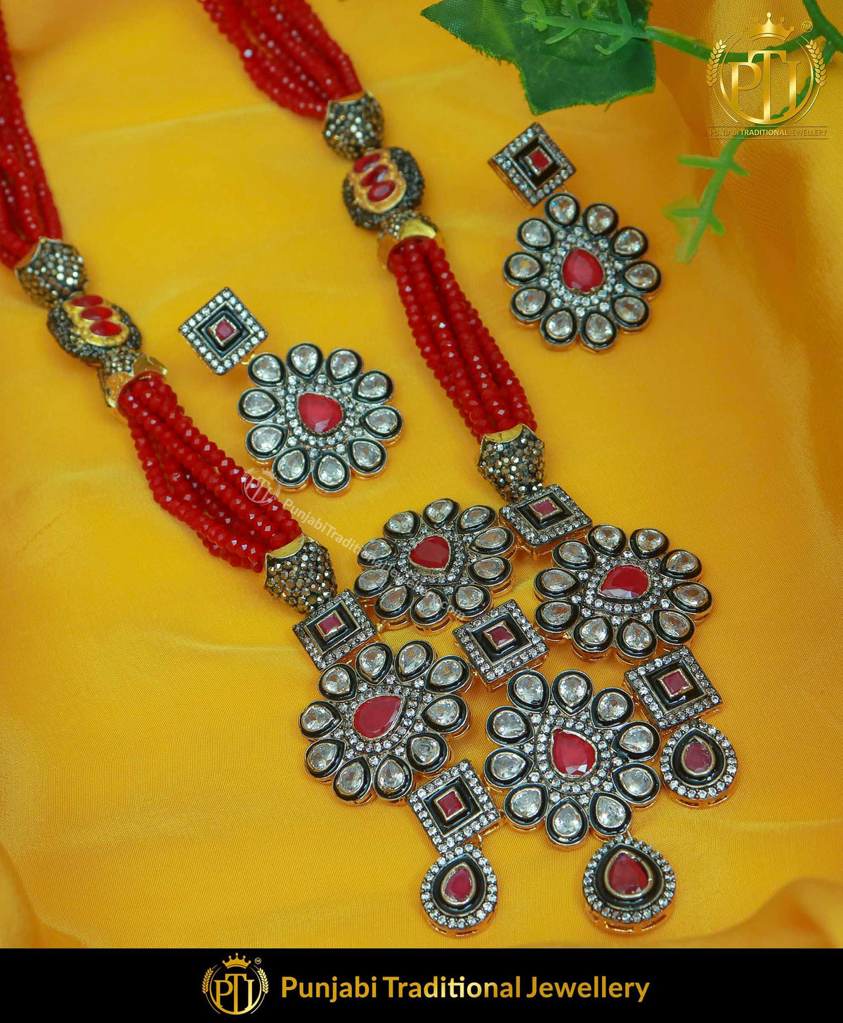 Gold Finished Rubby Victorian Set | Punjabi Traditional Jewellery Exclusive