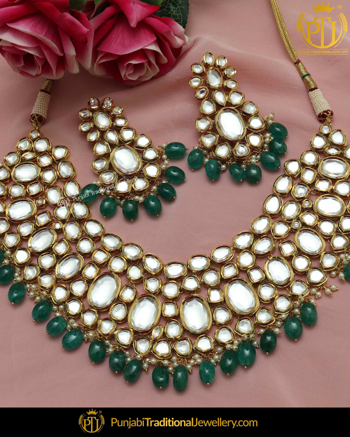Green Kundan Necklace Set | Punjabi Traditional Jewellery Exclusive