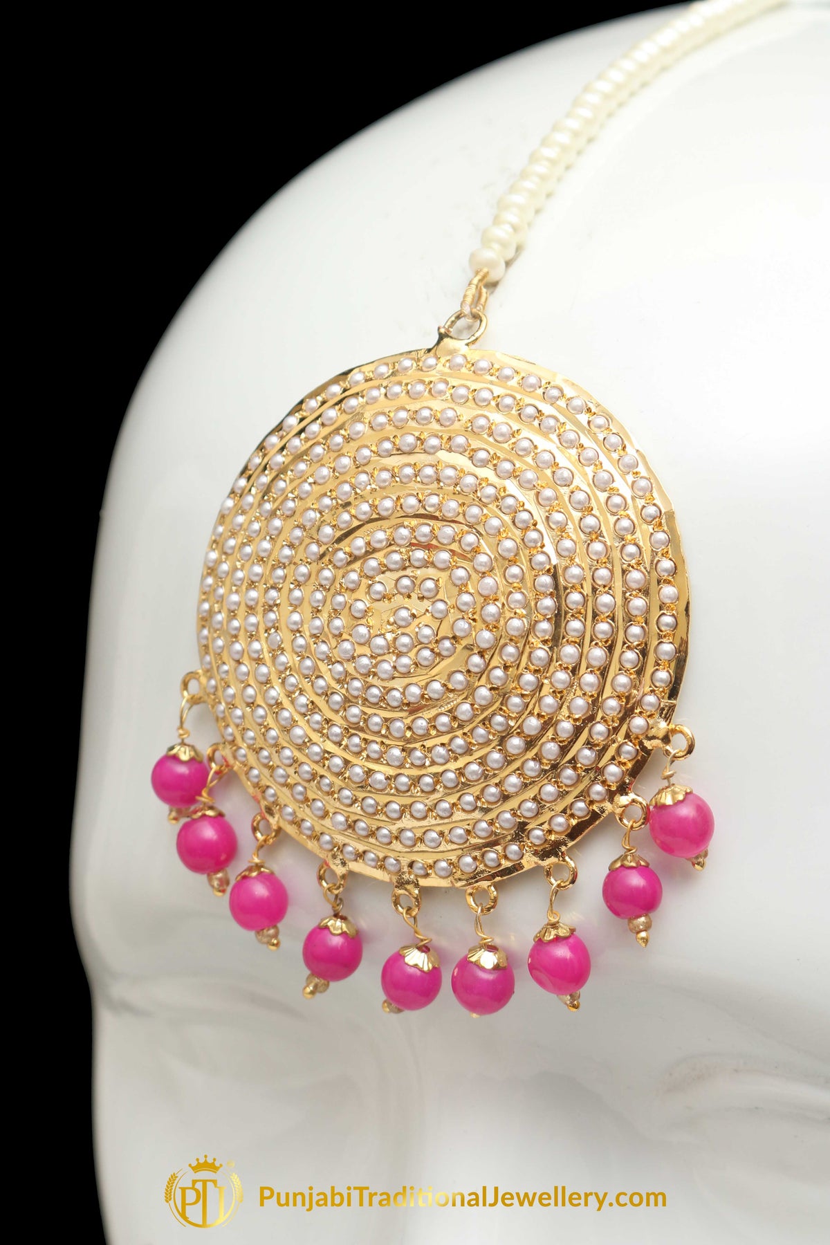 Pink Jadau Tikka By Punjabi Traditional Jewellery