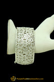 Silver Finished Pearl Jadau Free Karra Bangles (Pair) By Punjabi Traditional Jewellery