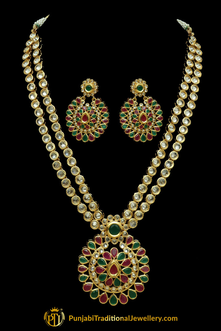 Rubby Panna Polki Necklace Set By Punjabi Traditional Jewellery